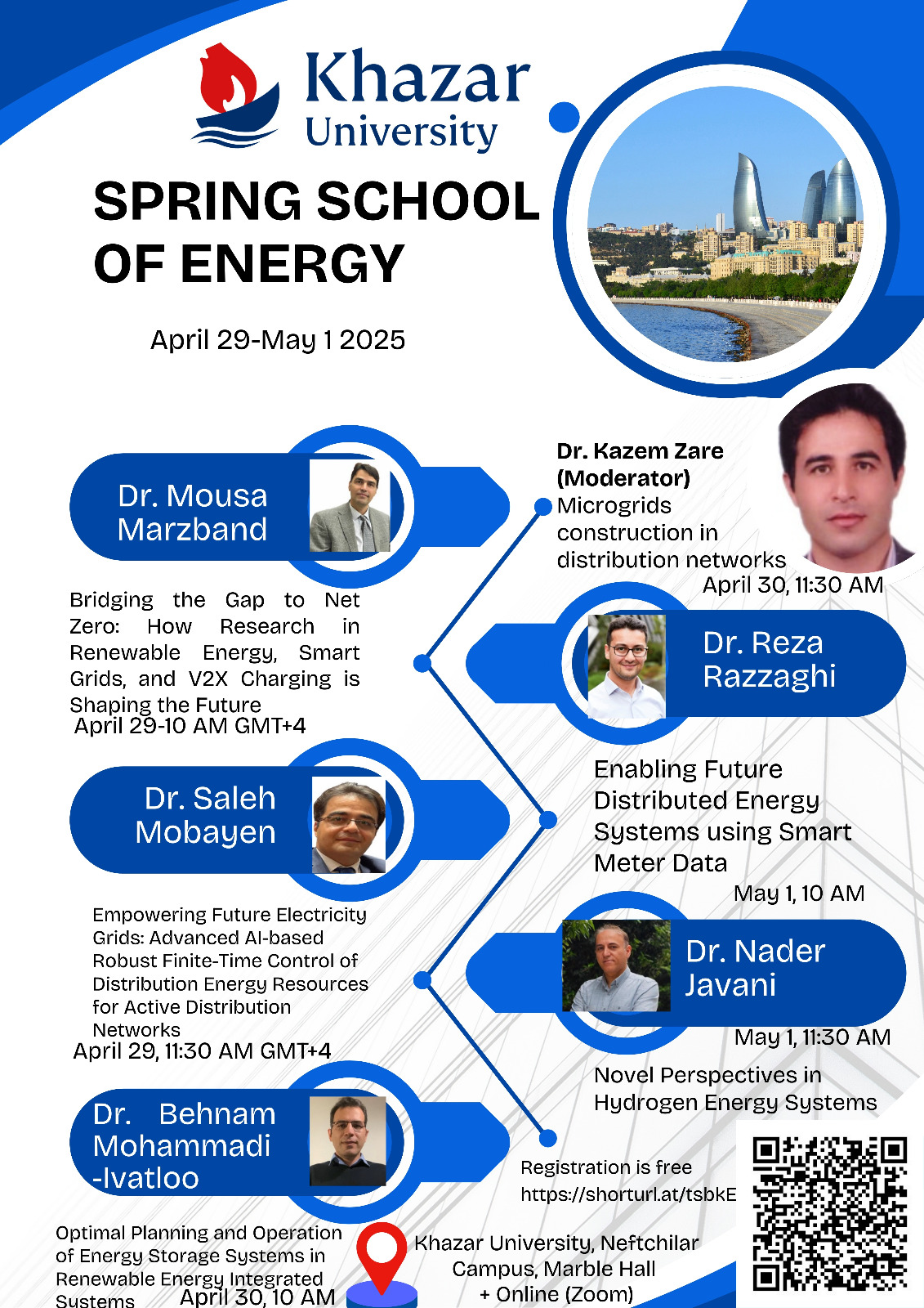From April 29 to May 1, 2025, professors from the Energy Systems Research Center will deliver lectures on various topics at Khazar University.